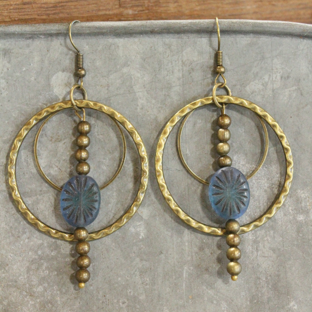 Denim Blue Czech Me Out Hoop Earrings