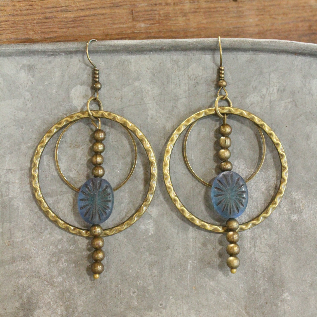 Denim Blue Czech Me Out Hoop Earrings