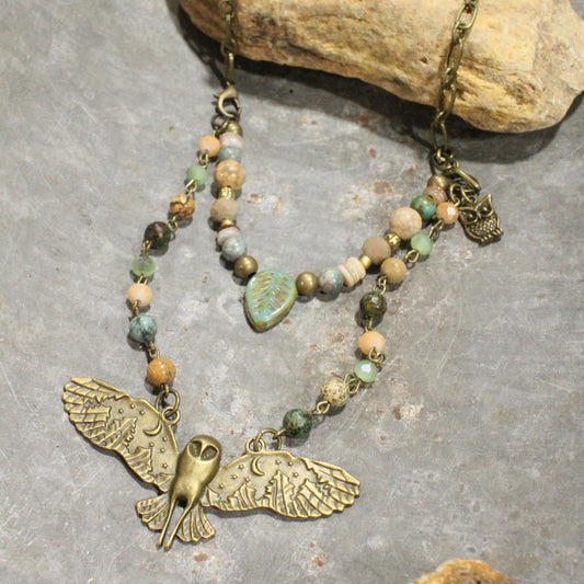 Spread Your Wings Owl Layered Necklace