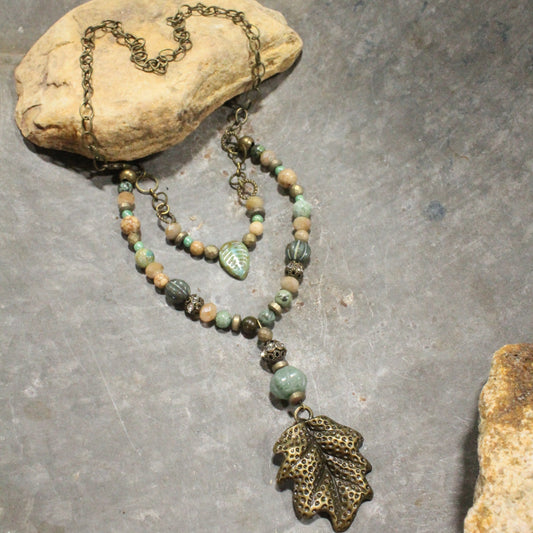 Czech Out These Acorn & Oak Leaf Layered Necklace