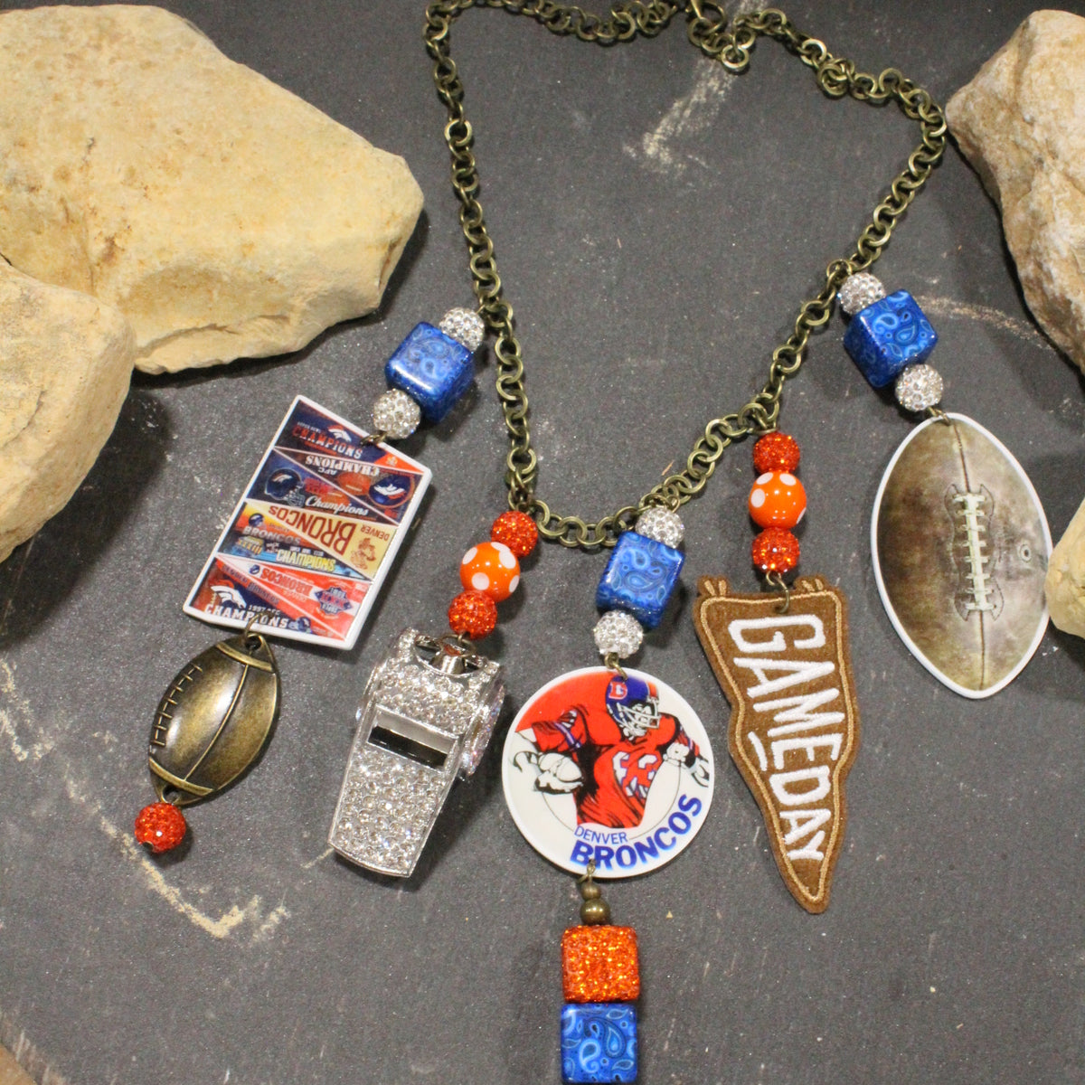 How 'Bout Those Broncos Charm'd Necklace