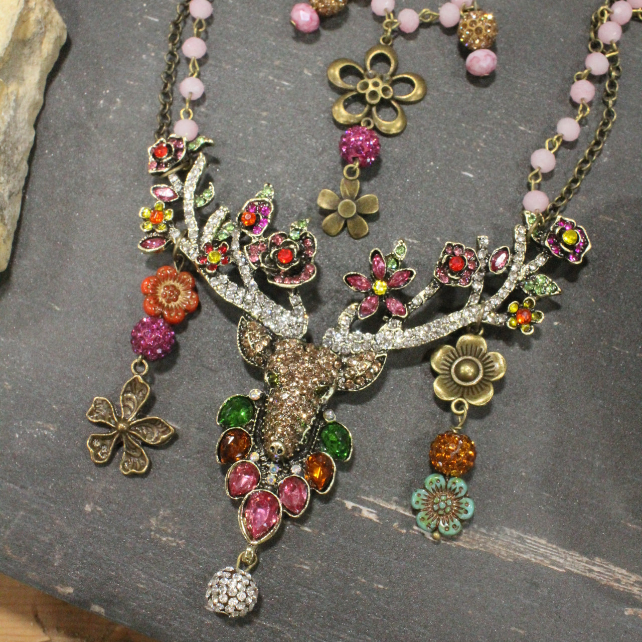 Dolled Up Doe & Flowers Layered Necklace
