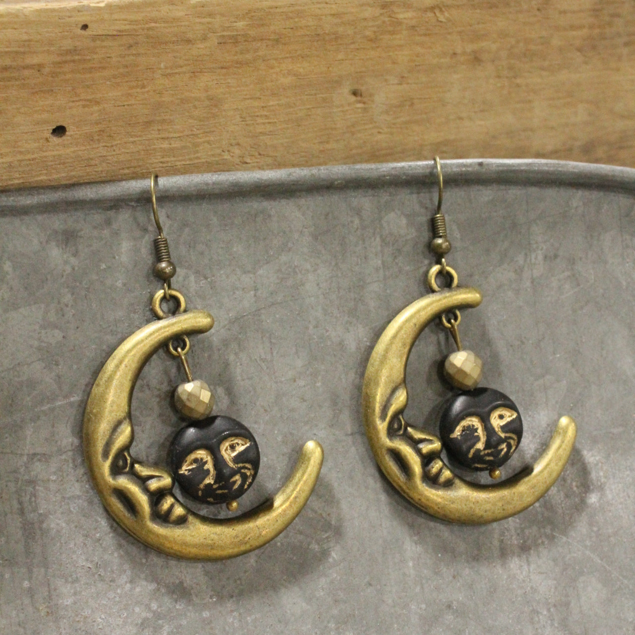 Full Moon Black Skies Dangle Drop Earrings