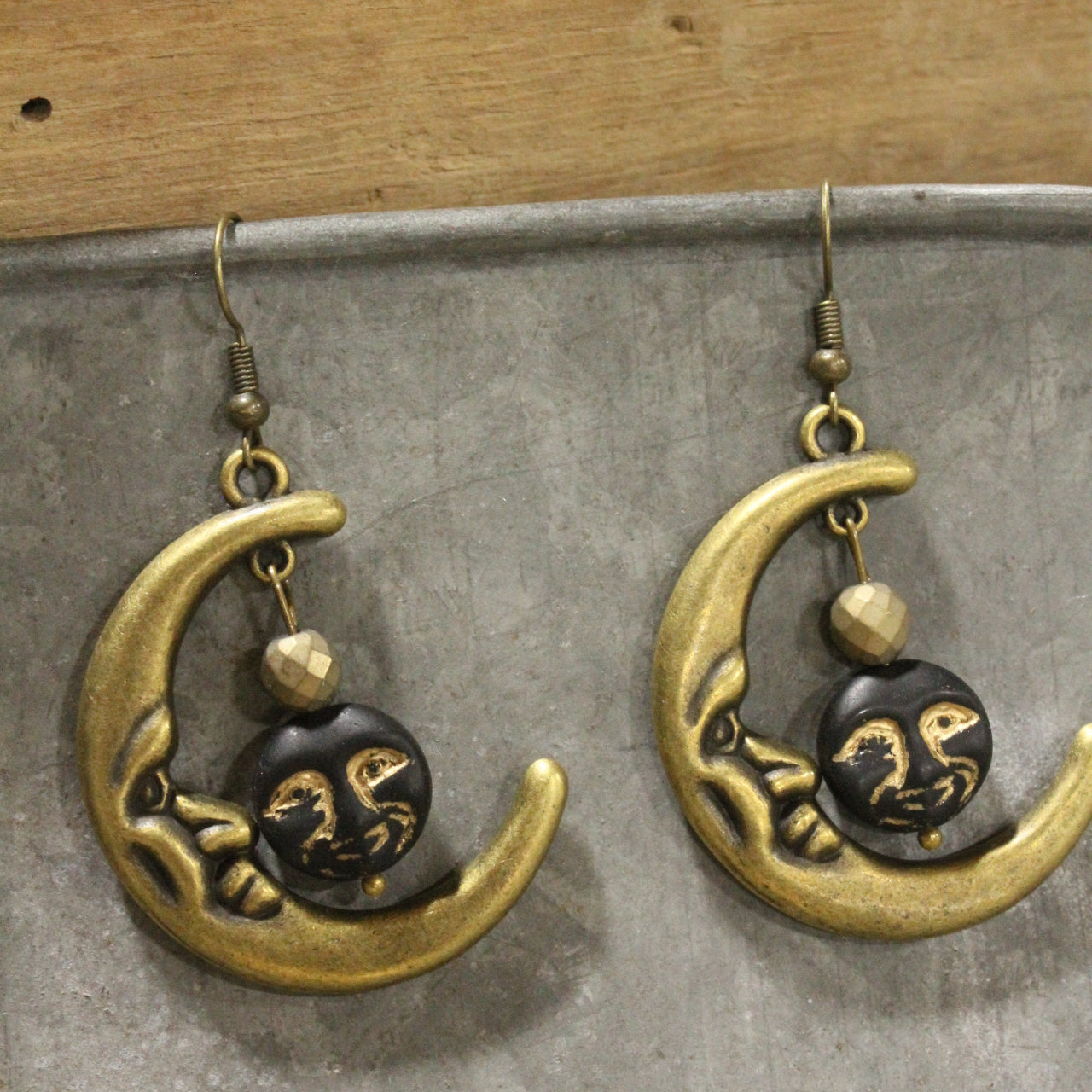 Full Moon Black Skies Dangle Drop Earrings
