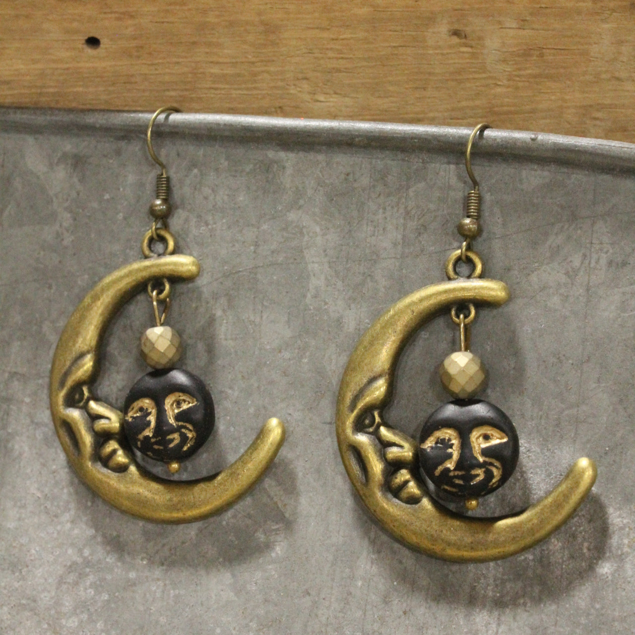 Full Moon Black Skies Dangle Drop Earrings