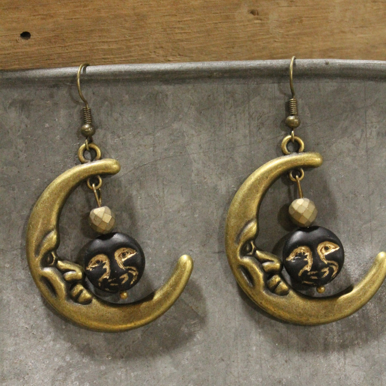 Full Moon Black Skies Dangle Drop Earrings