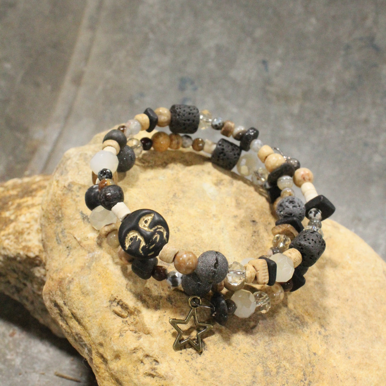 Full Moon Black Tones Wrap Bracelet