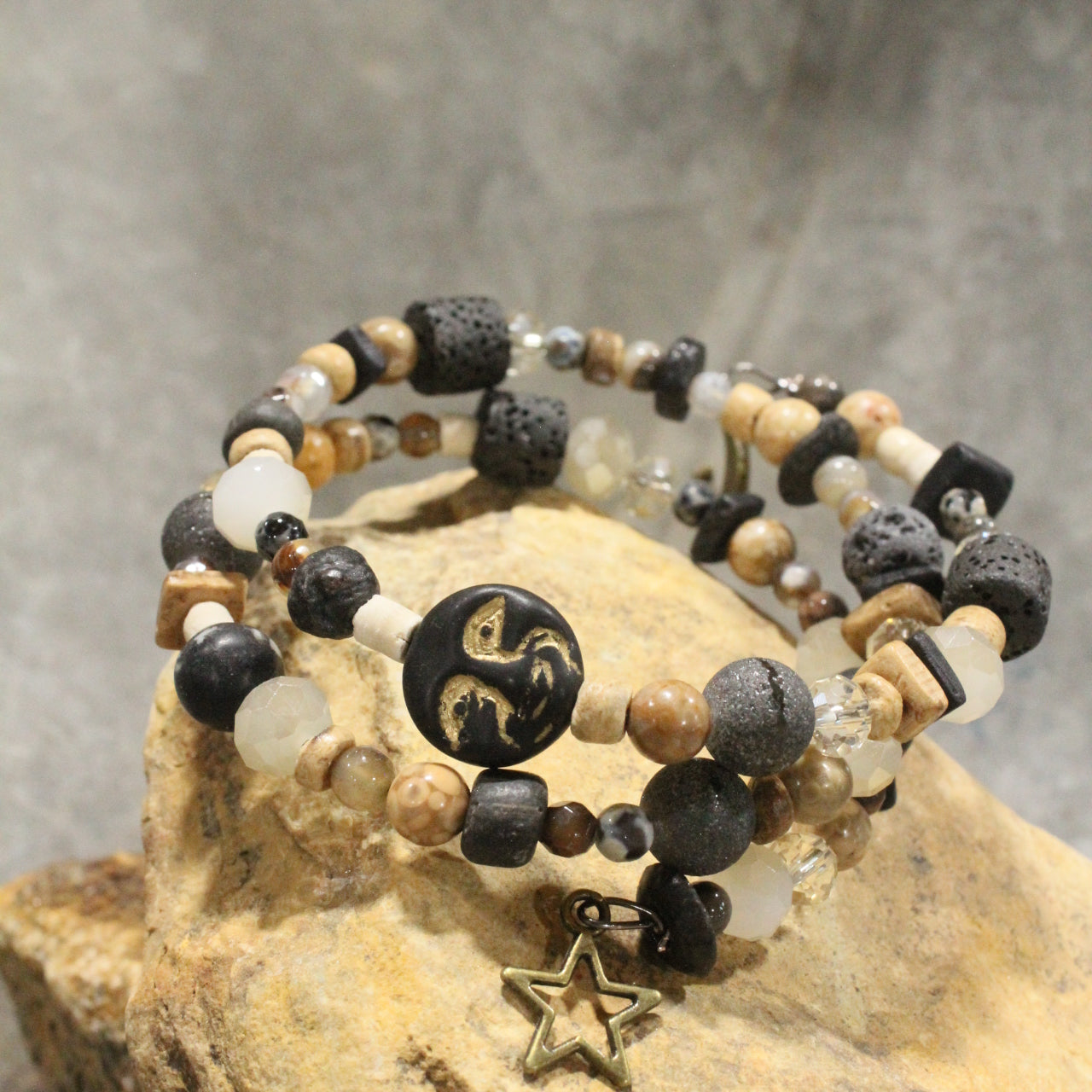 Full Moon Black Tones Wrap Bracelet