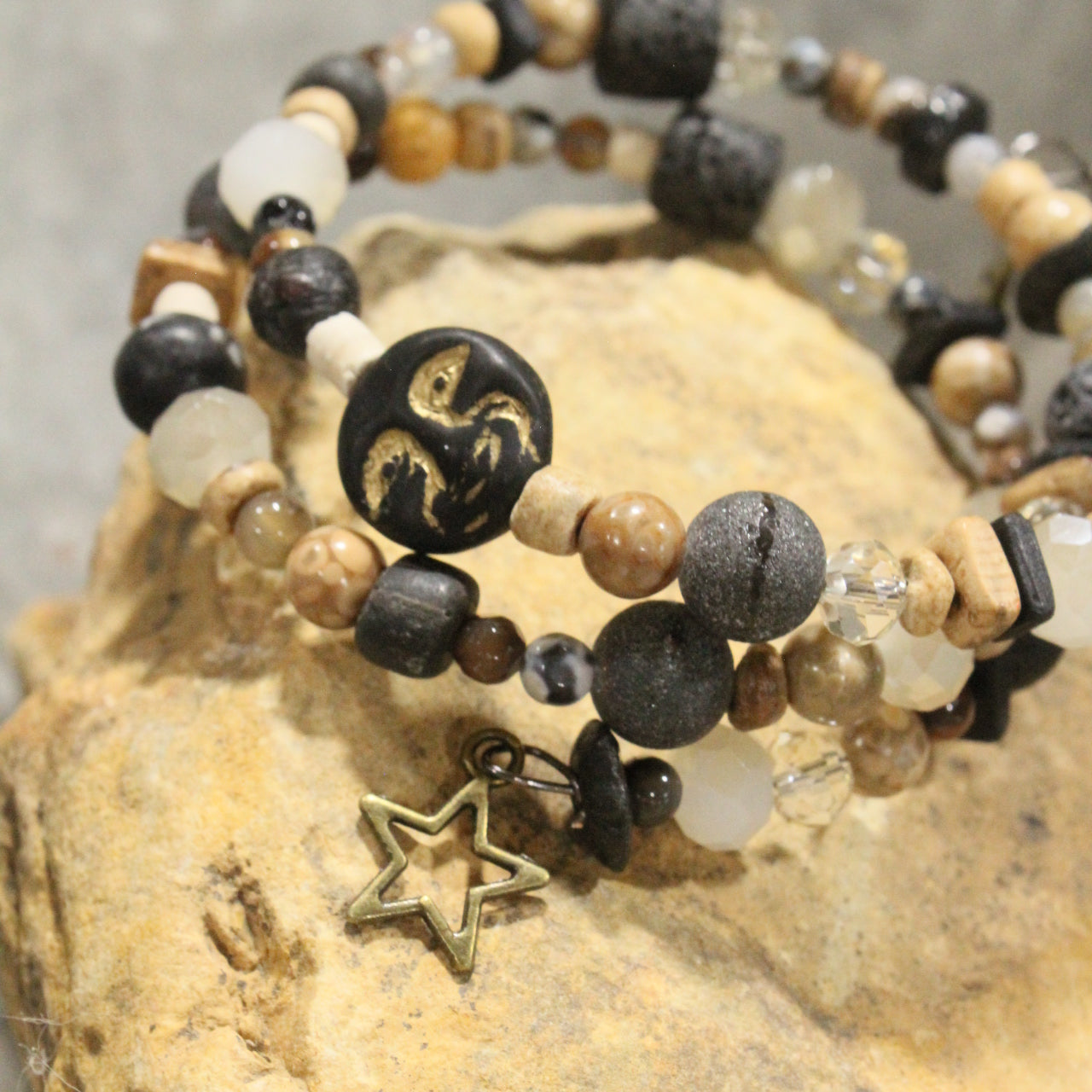 Full Moon Black Tones Wrap Bracelet