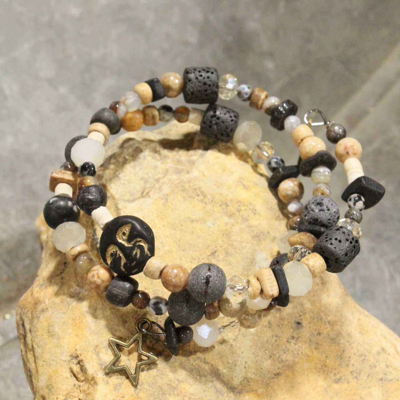 Full Moon Black Tones Wrap Bracelet