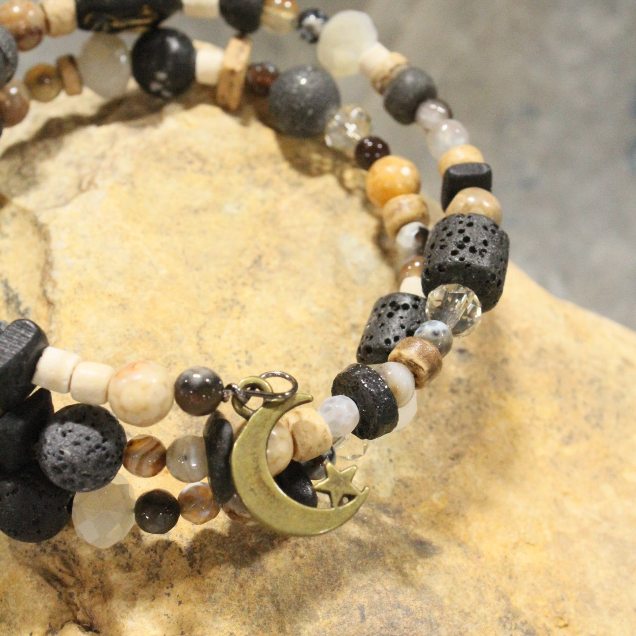 Full Moon Black Tones Wrap Bracelet