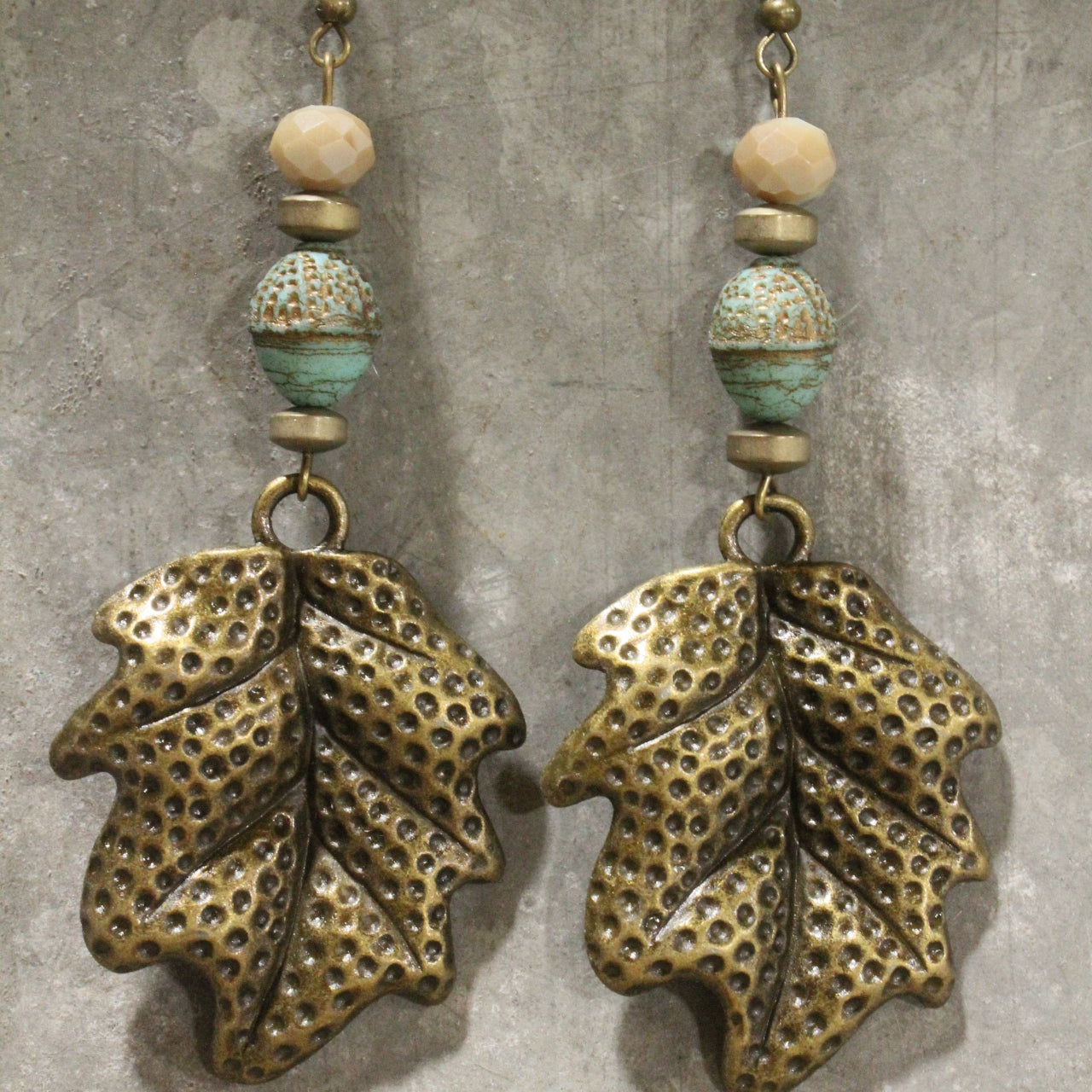Czech Out These Acorn & Oak Leaf Dangle Drop Earrings