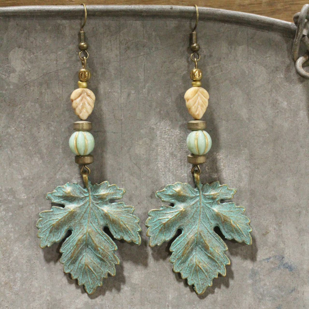 Czech Out These Maple Leaf Dangle Drop Earrings