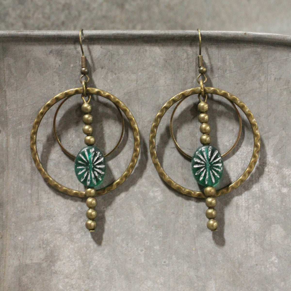 Forever Green Czech Me Out Hoop Earrings