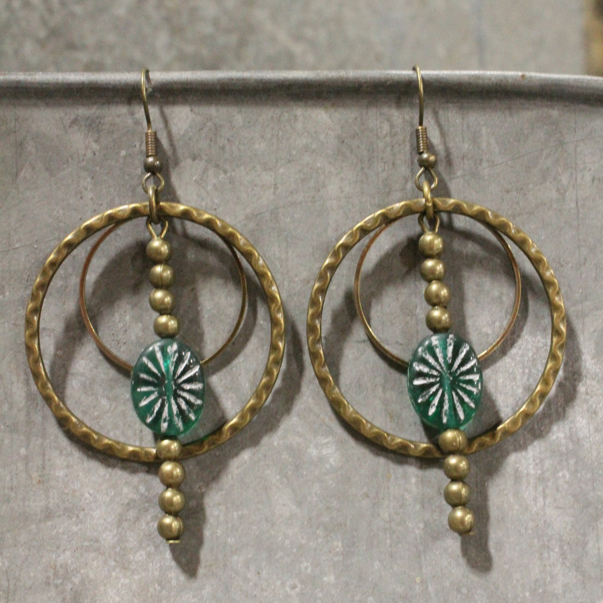 Forever Green Czech Me Out Hoop Earrings