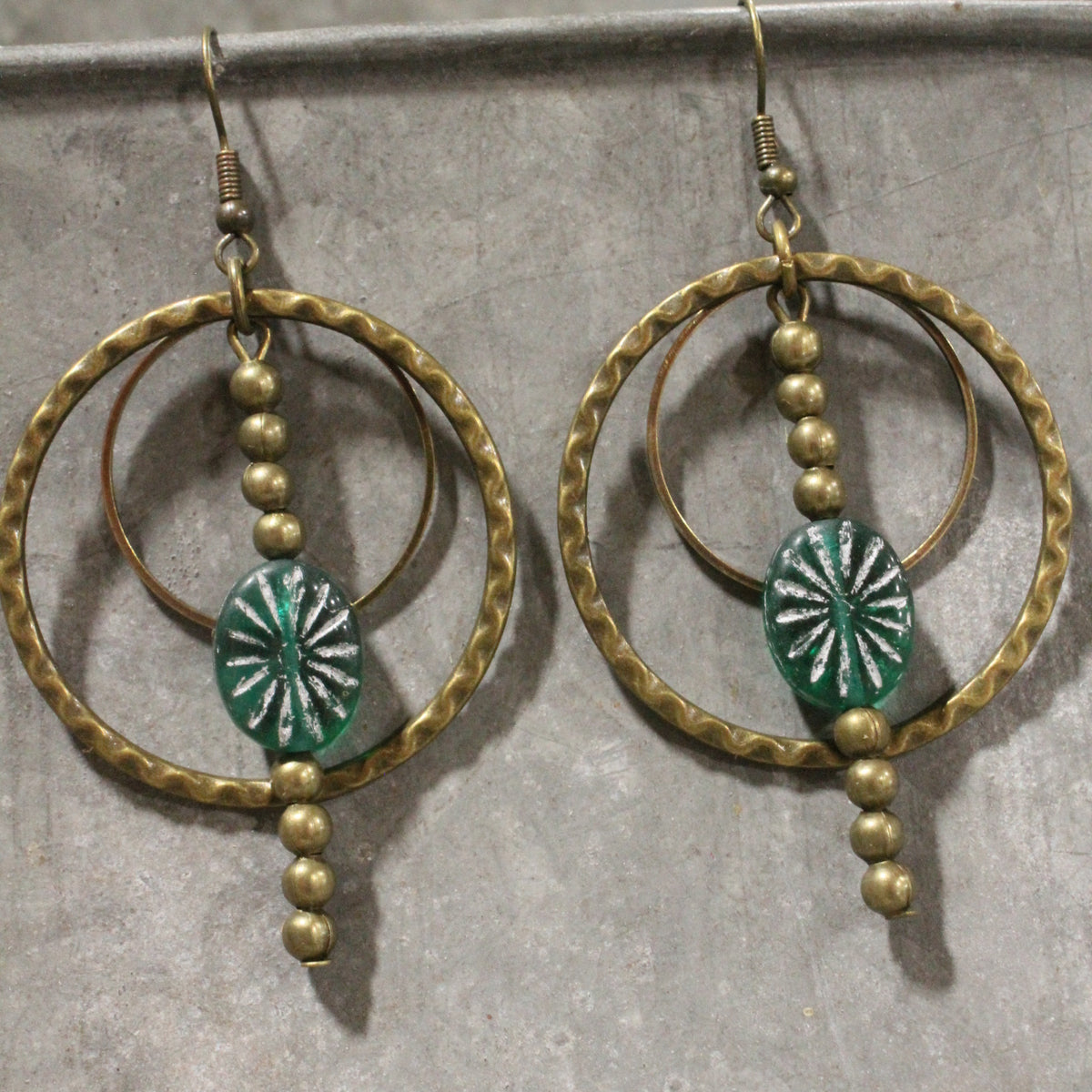 Forever Green Czech Me Out Hoop Earrings