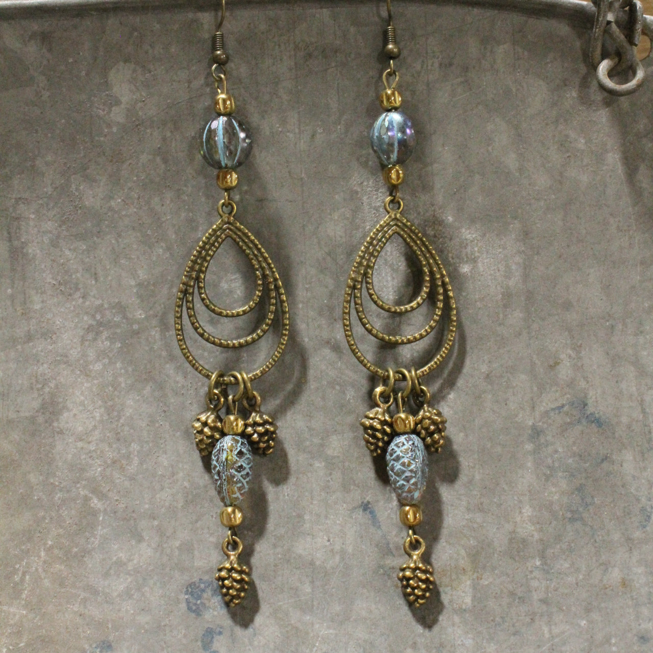 Collecting Pinecones & Pumpkins Dangle Drop Earrings