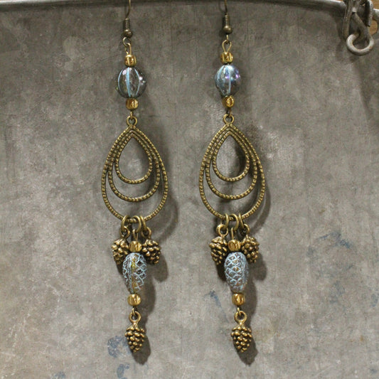 Collecting Pinecones & Pumpkins Dangle Drop Earrings