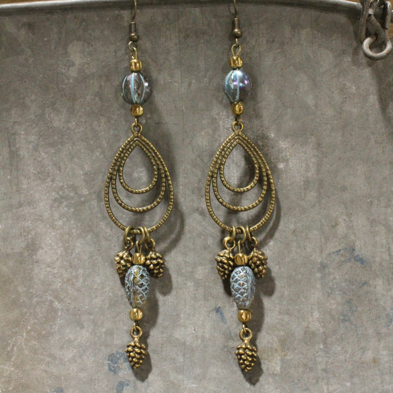 Collecting Pinecones & Pumpkins Dangle Drop Earrings