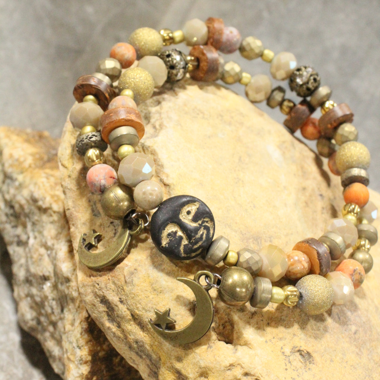 Full Moon Rusty Tones Wrap Bracelet