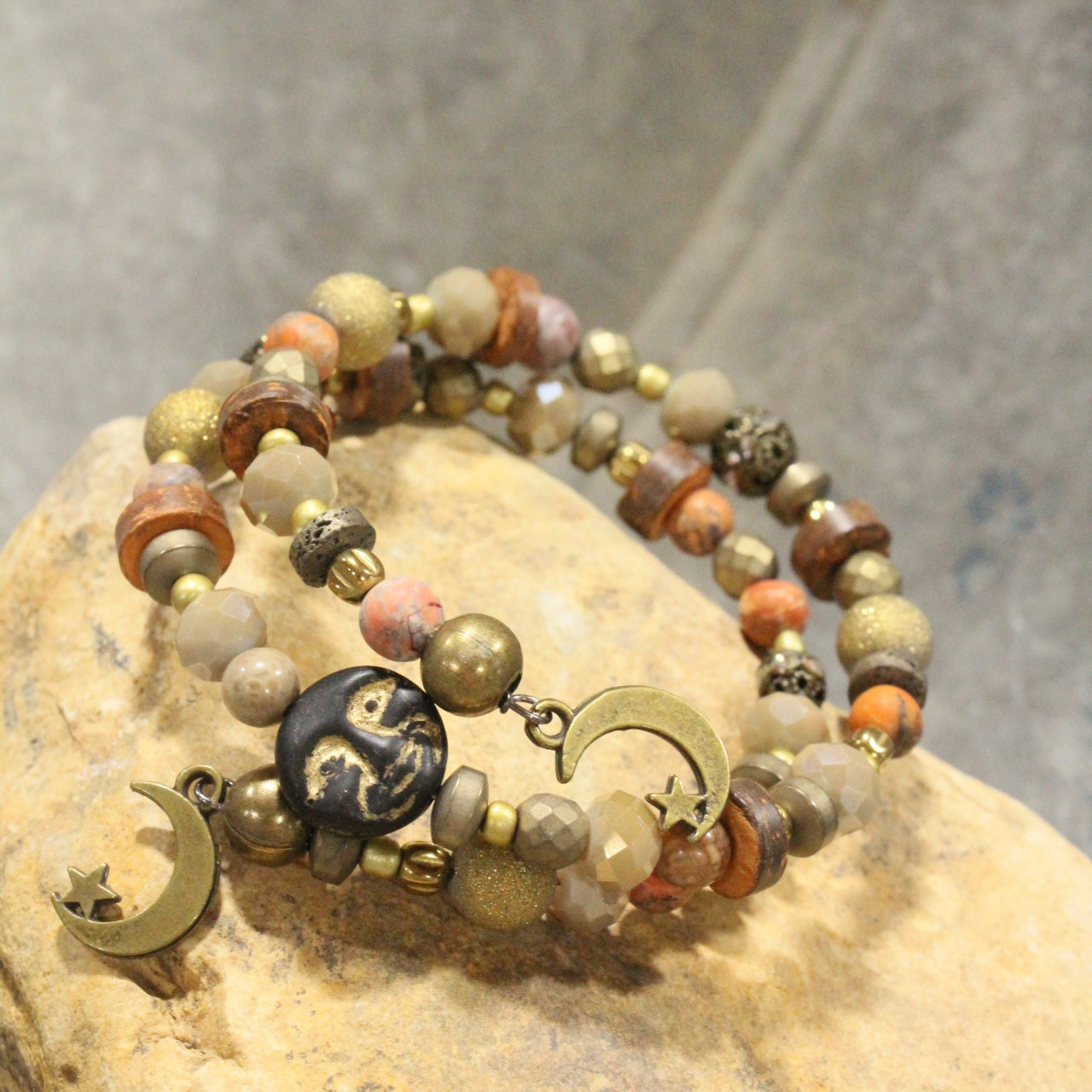 Full Moon Rusty Tones Wrap Bracelet