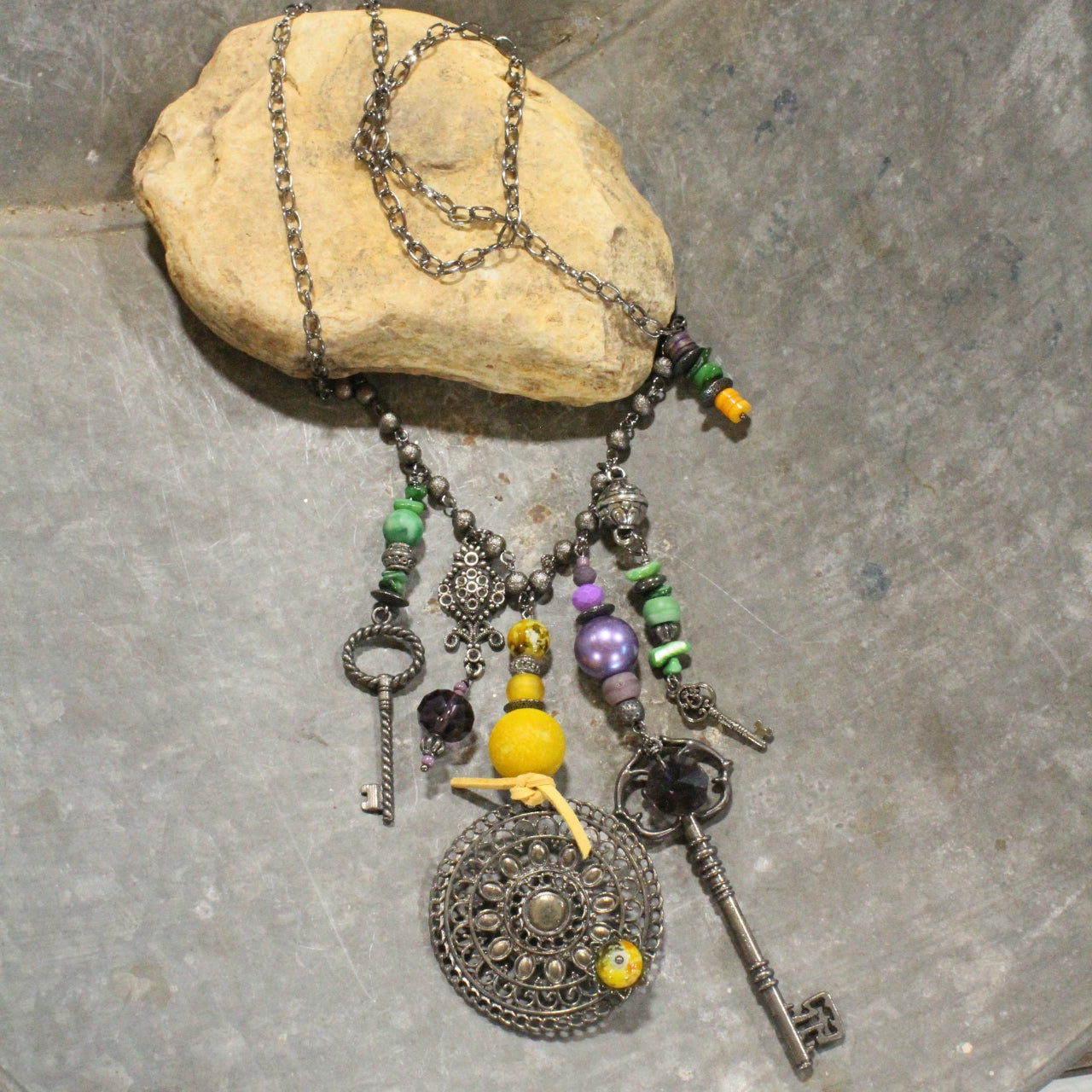 Chunky Fun Mardi Gras Charmed Necklace