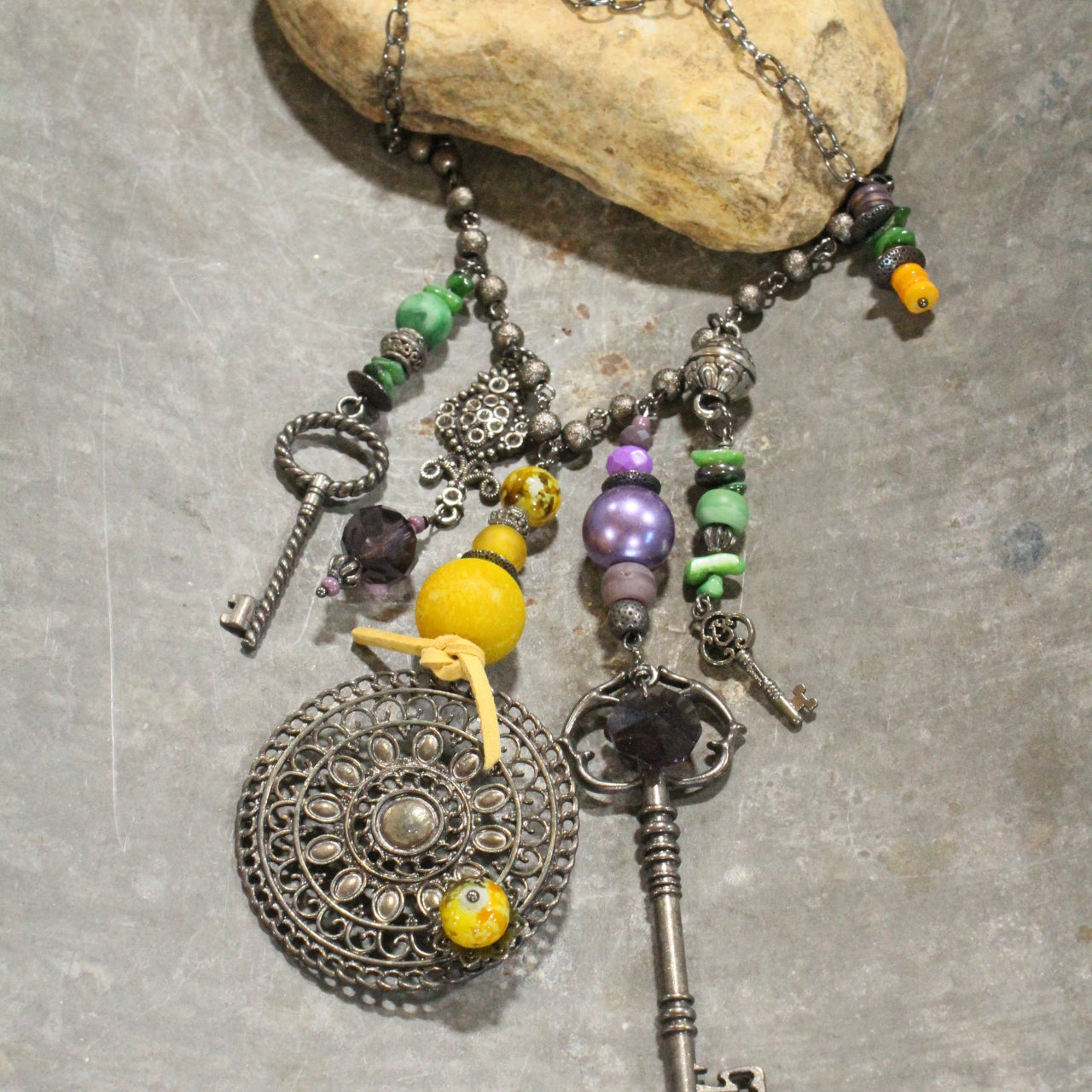 Chunky Fun Mardi Gras Charmed Necklace