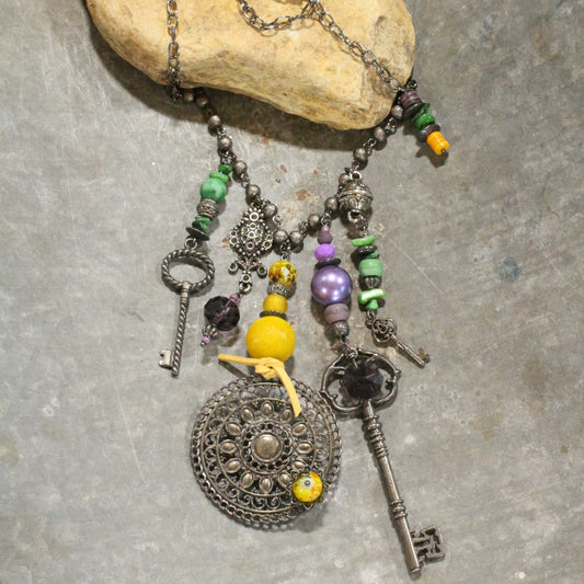 Chunky Fun Mardi Gras Charmed Necklace