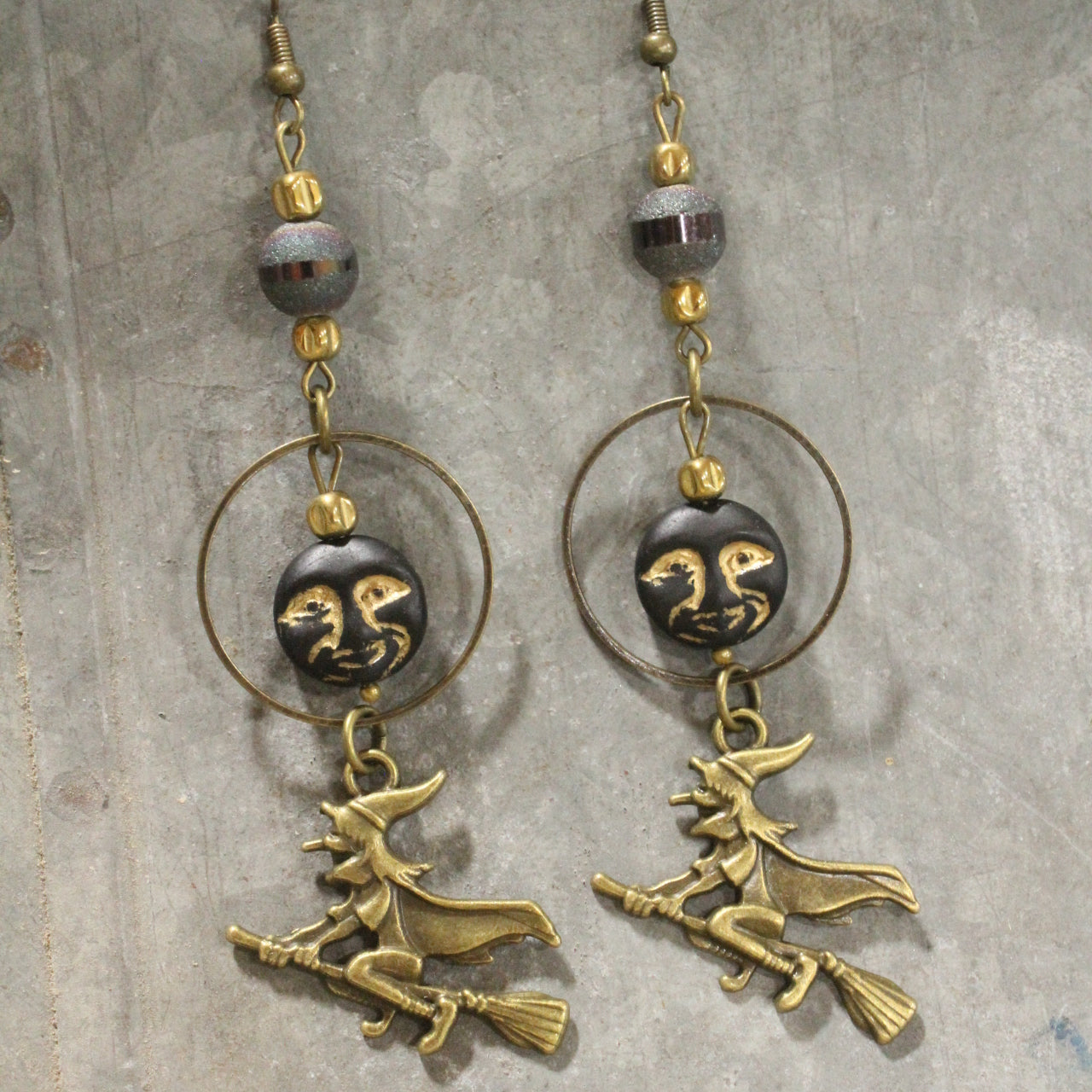 Night Rider Witch Dangle Drop Earrings
