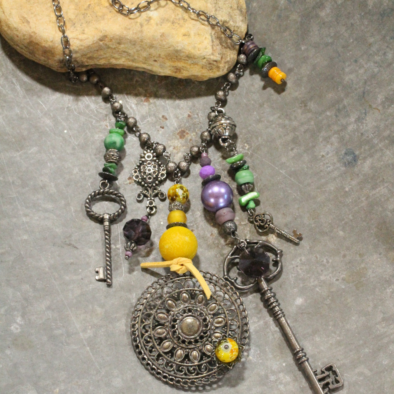 Chunky Fun Mardi Gras Charmed Necklace