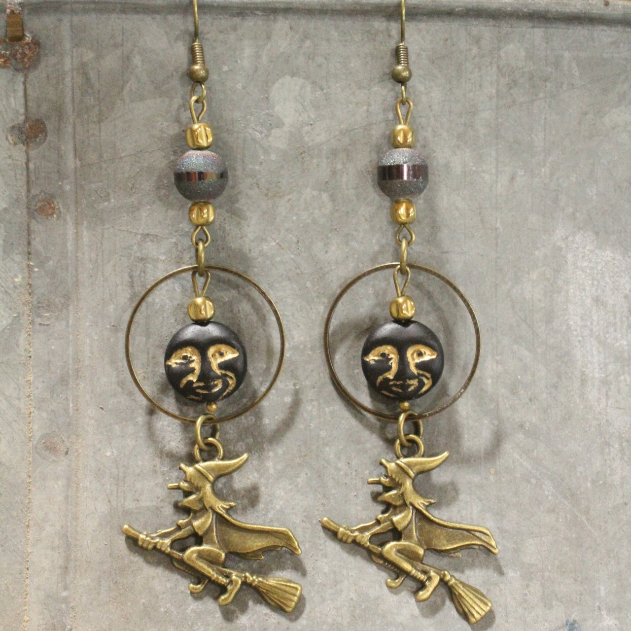 Night Rider Witch Dangle Drop Earrings