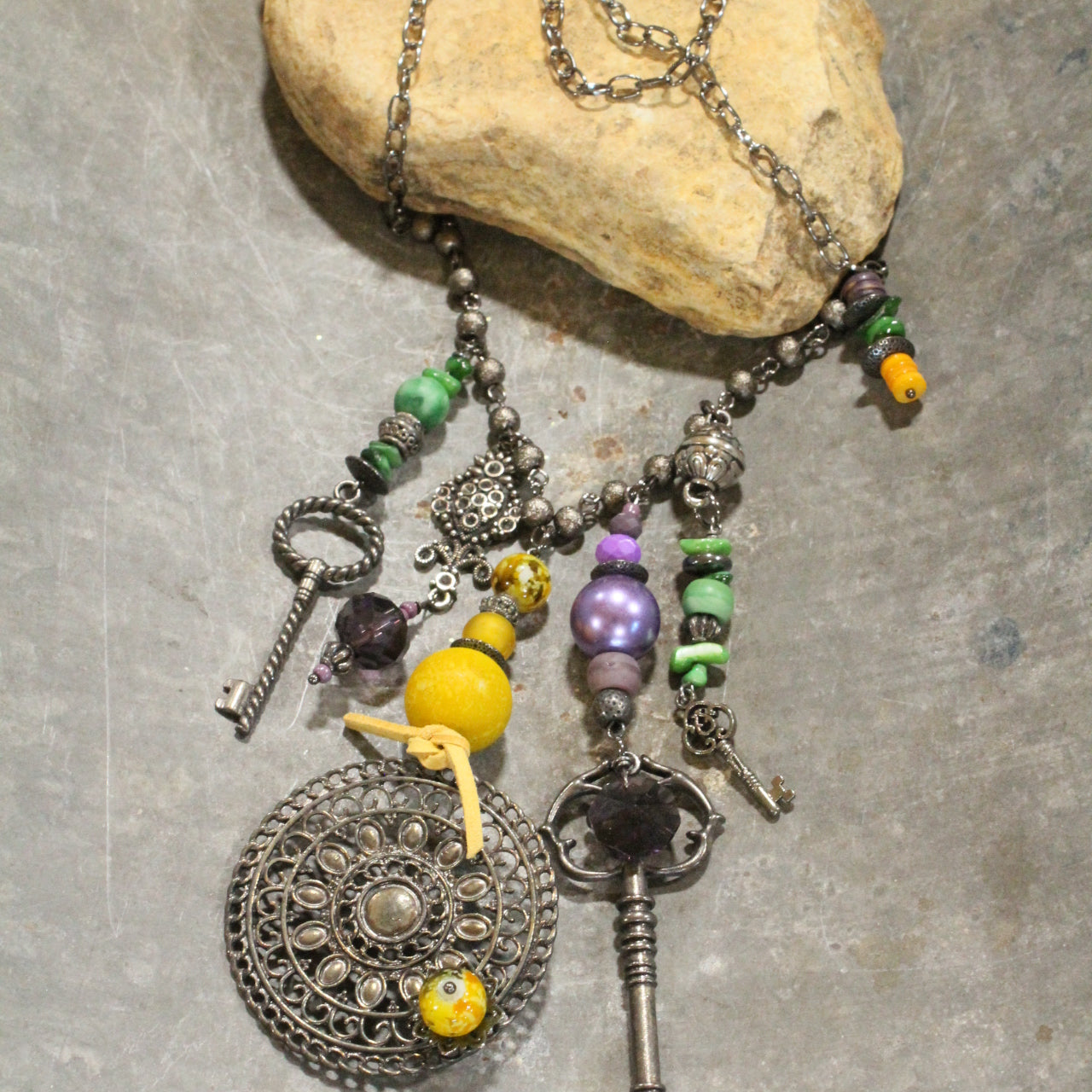 Chunky Fun Mardi Gras Charmed Necklace