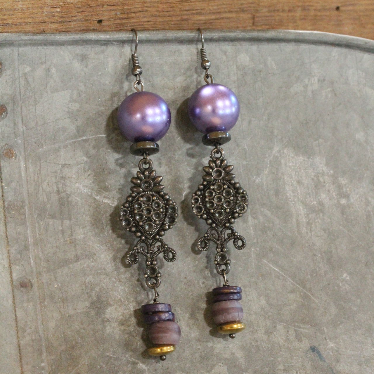 Funky Fun Mardi Gras Charmed Earrings