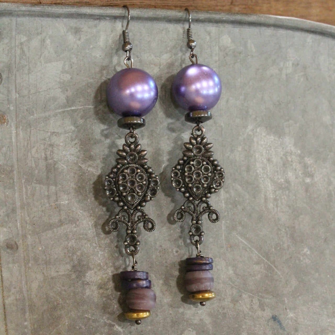 Funky Fun Mardi Gras Charmed Earrings