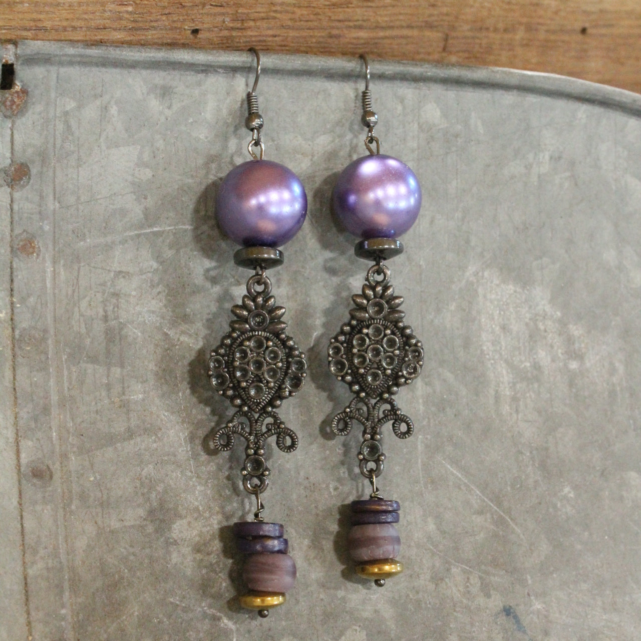 Funky Fun Mardi Gras Charmed Earrings