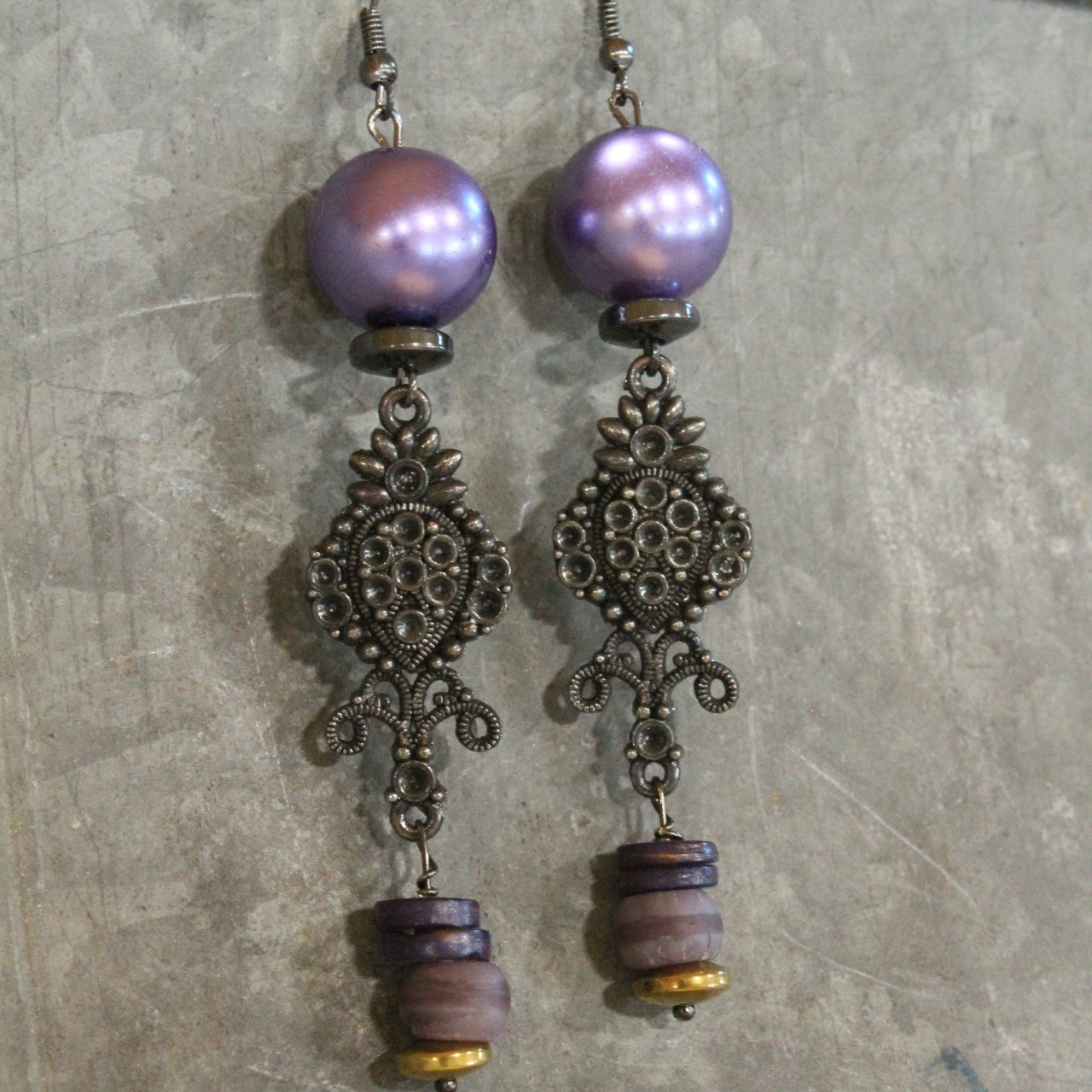 Funky Fun Mardi Gras Charmed Earrings