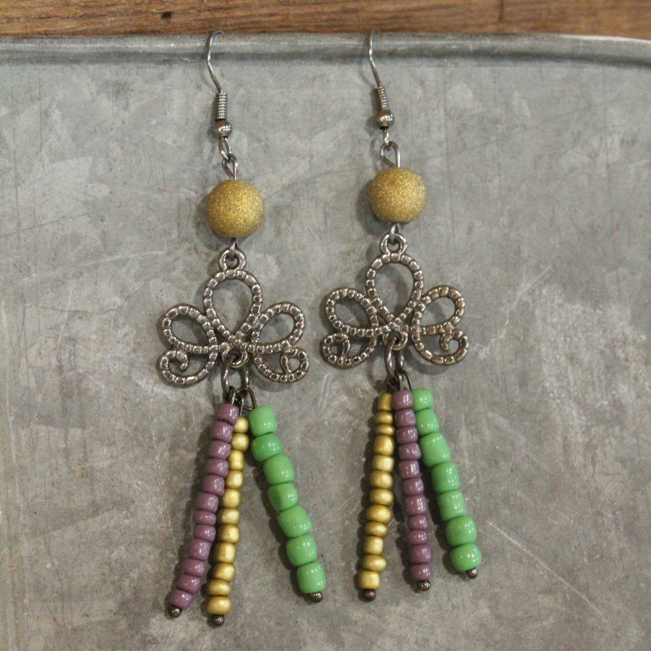 Flor-De-lis Fun Mardi Gras Charmed Earrings