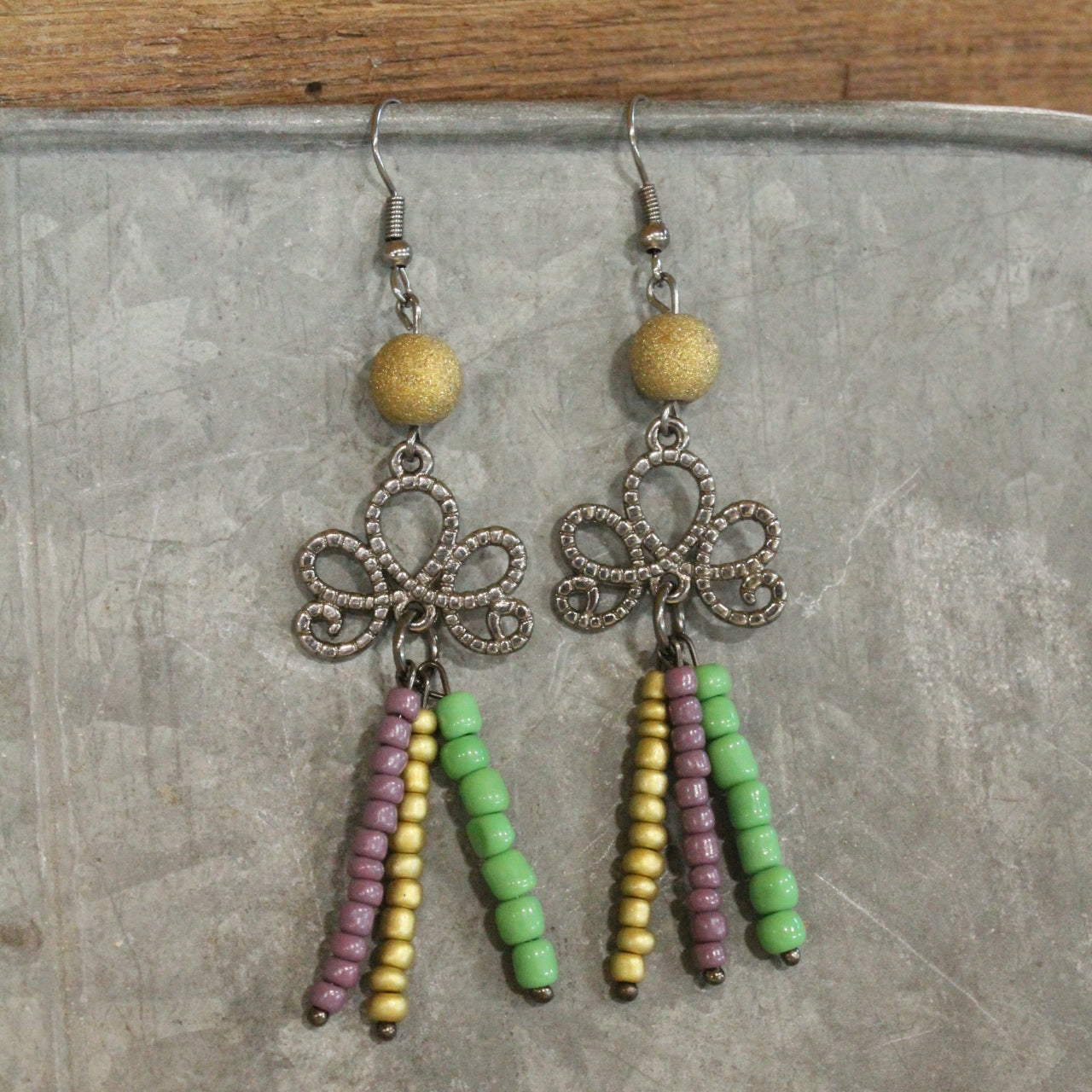 Flor-De-lis Fun Mardi Gras Charmed Earrings