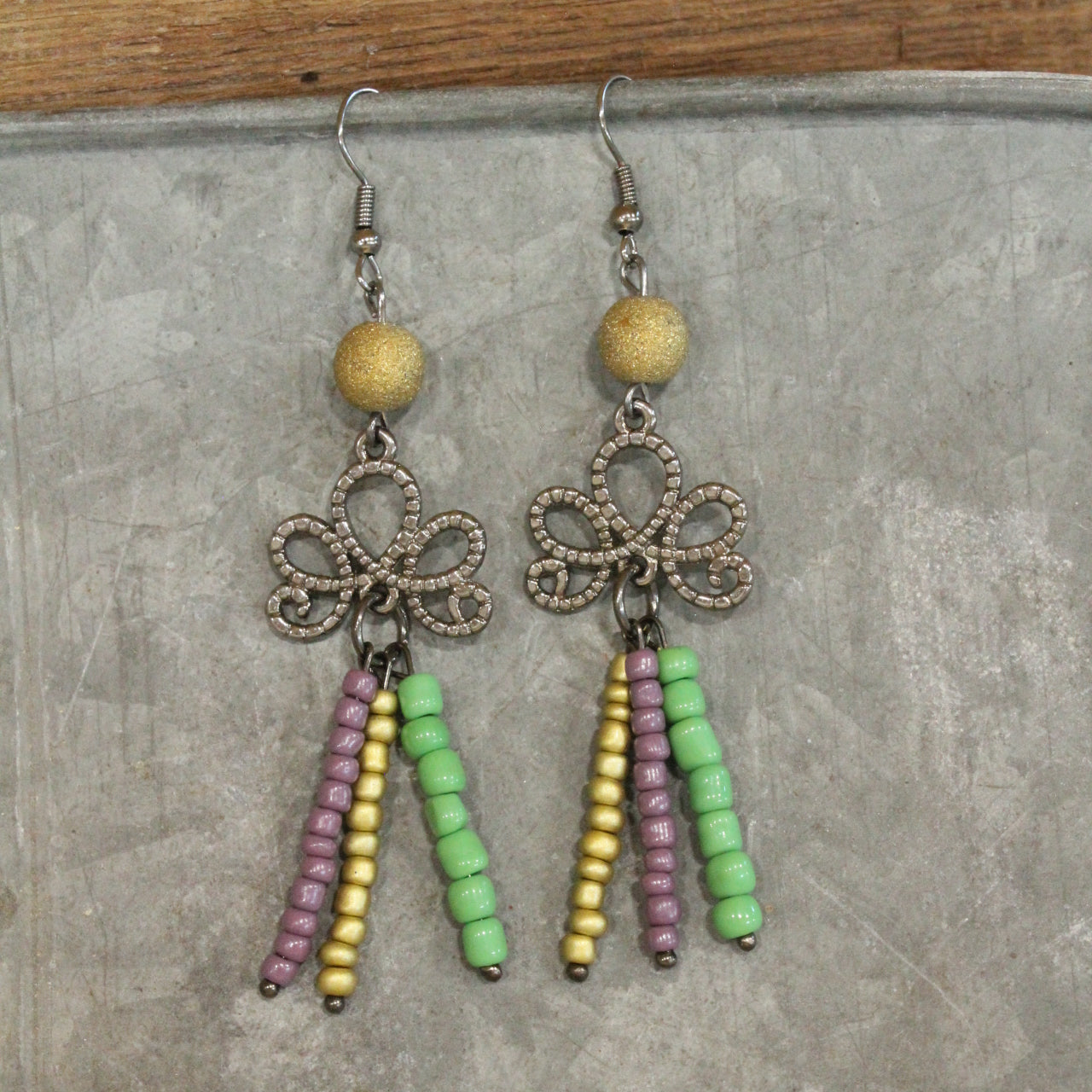 Flor-De-lis Fun Mardi Gras Charmed Earrings