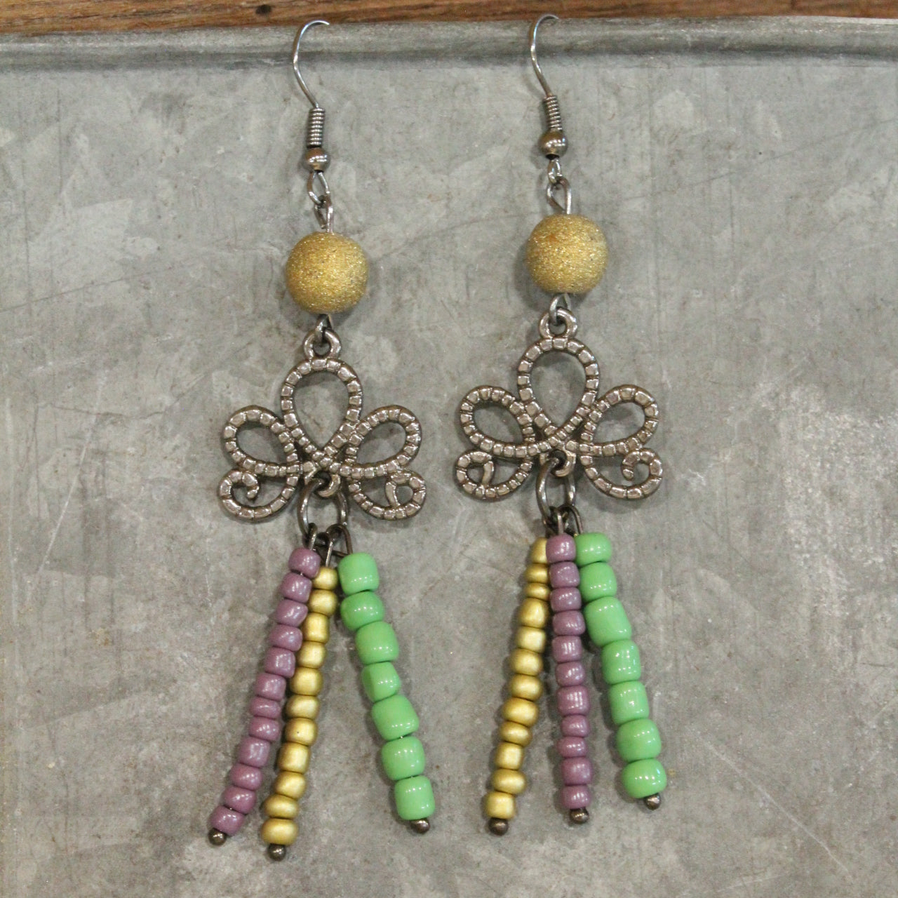 Flor-De-lis Fun Mardi Gras Charmed Earrings