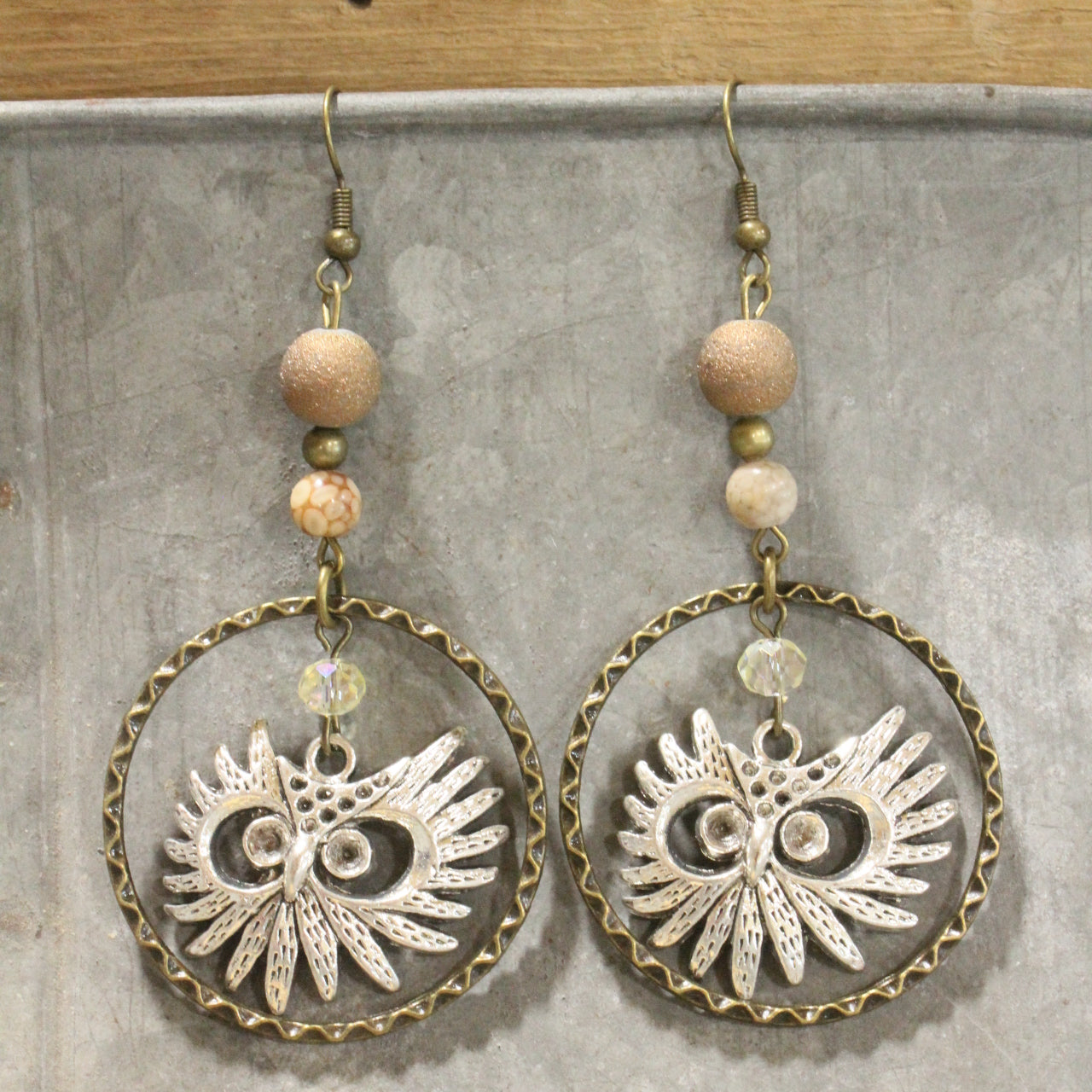 I See You Owl & Stone Drop Earrings
