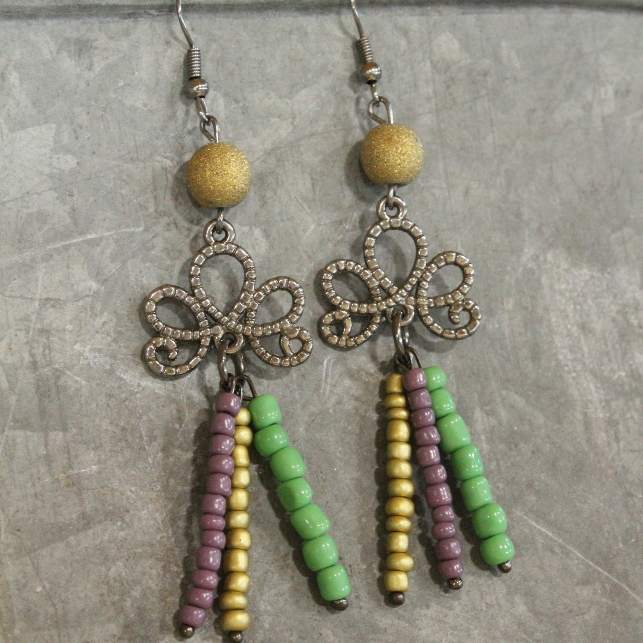 Flor-De-lis Fun Mardi Gras Charmed Earrings