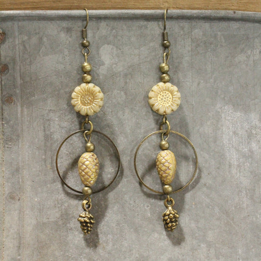 Harvest Season Czech Dangle Drop Earrings