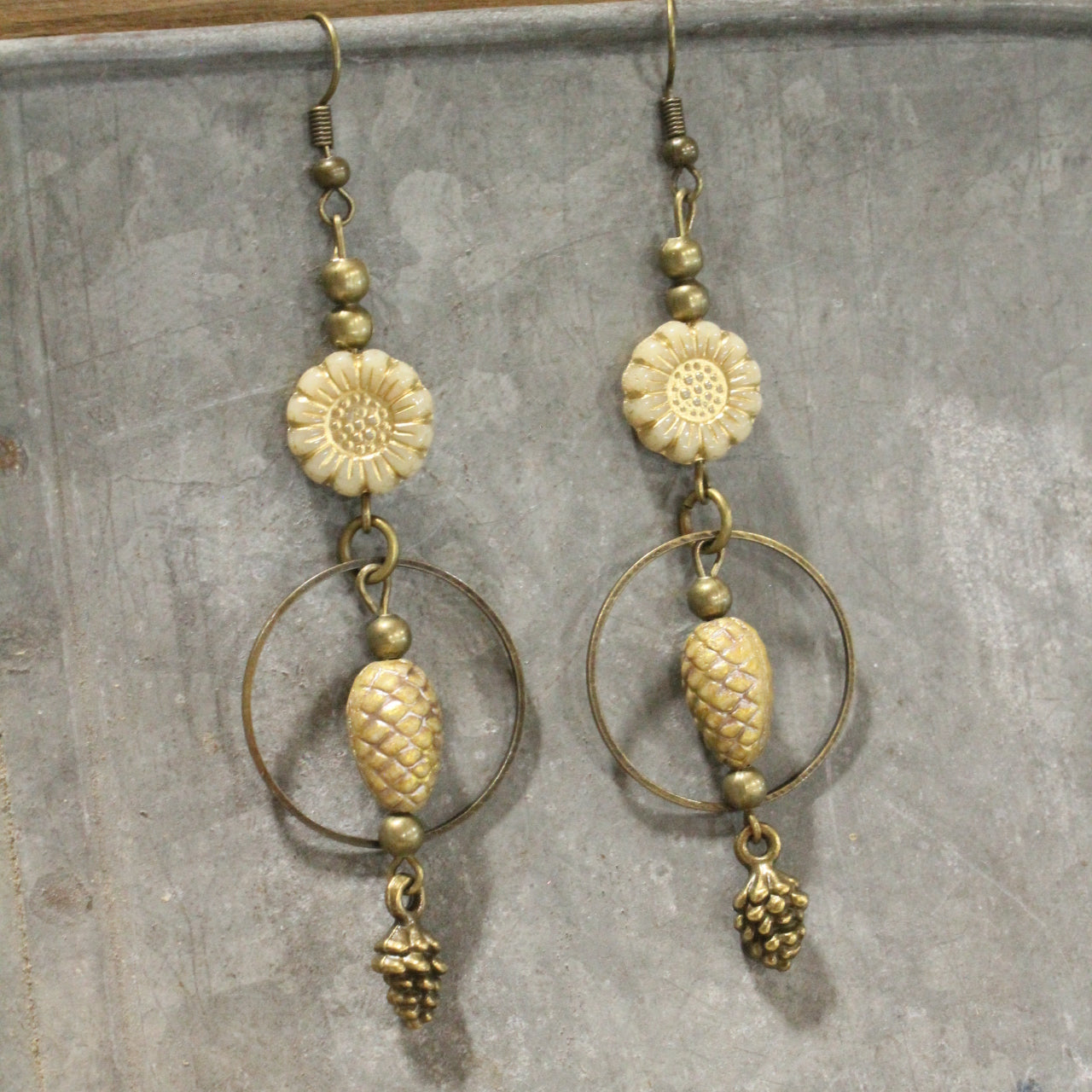 Harvest Season Czech Dangle Drop Earrings