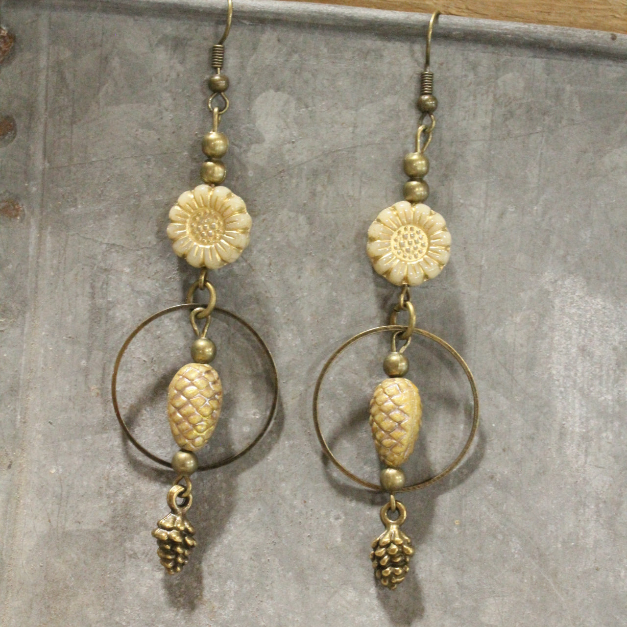 Harvest Season Czech Dangle Drop Earrings