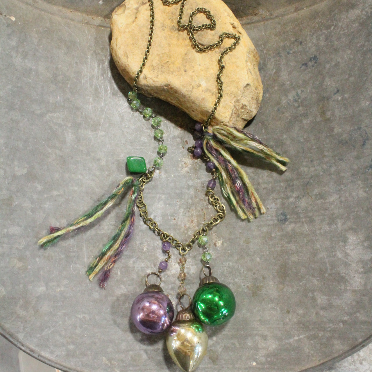 Retro Fun Mardi Gras Charmed Necklace