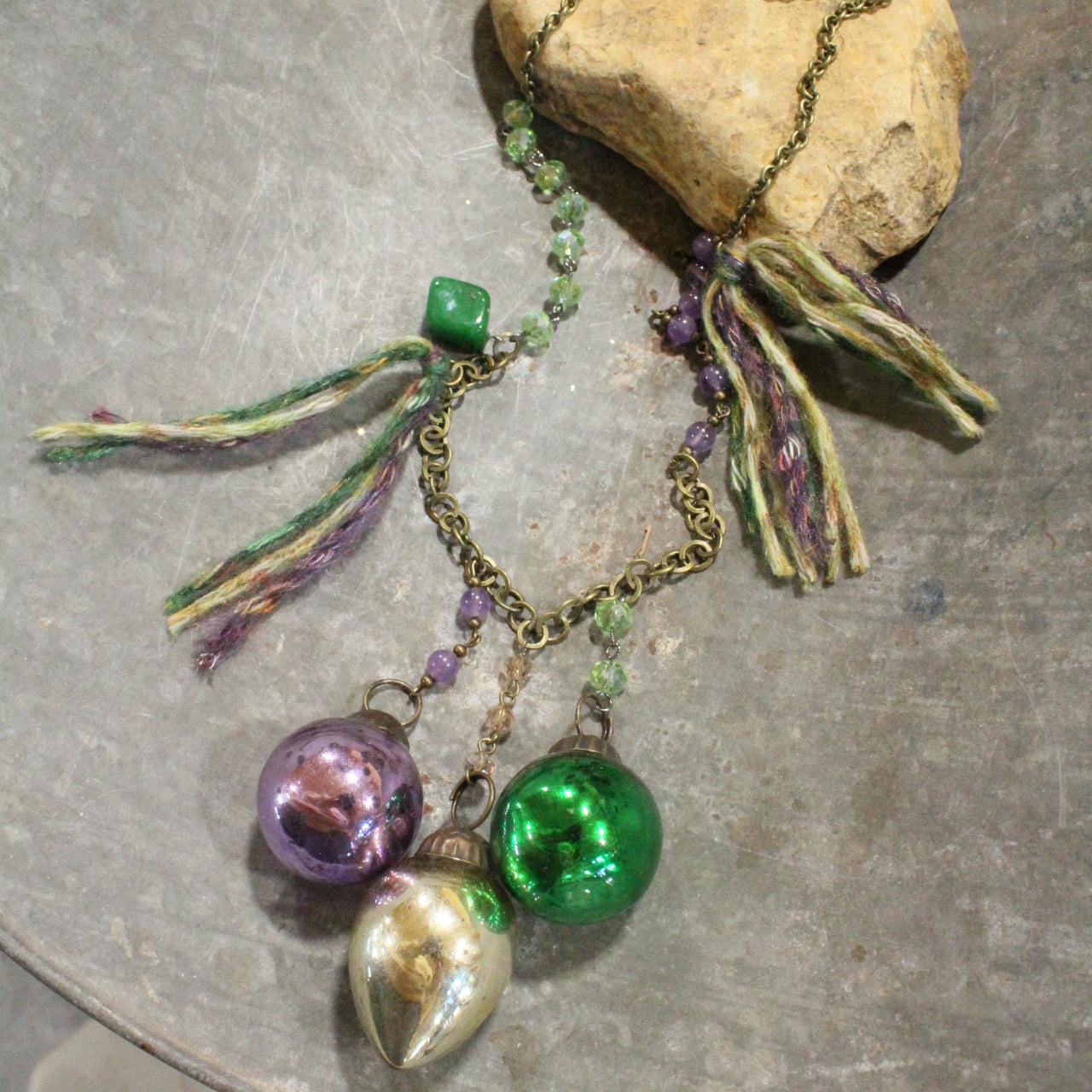 Retro Fun Mardi Gras Charmed Necklace