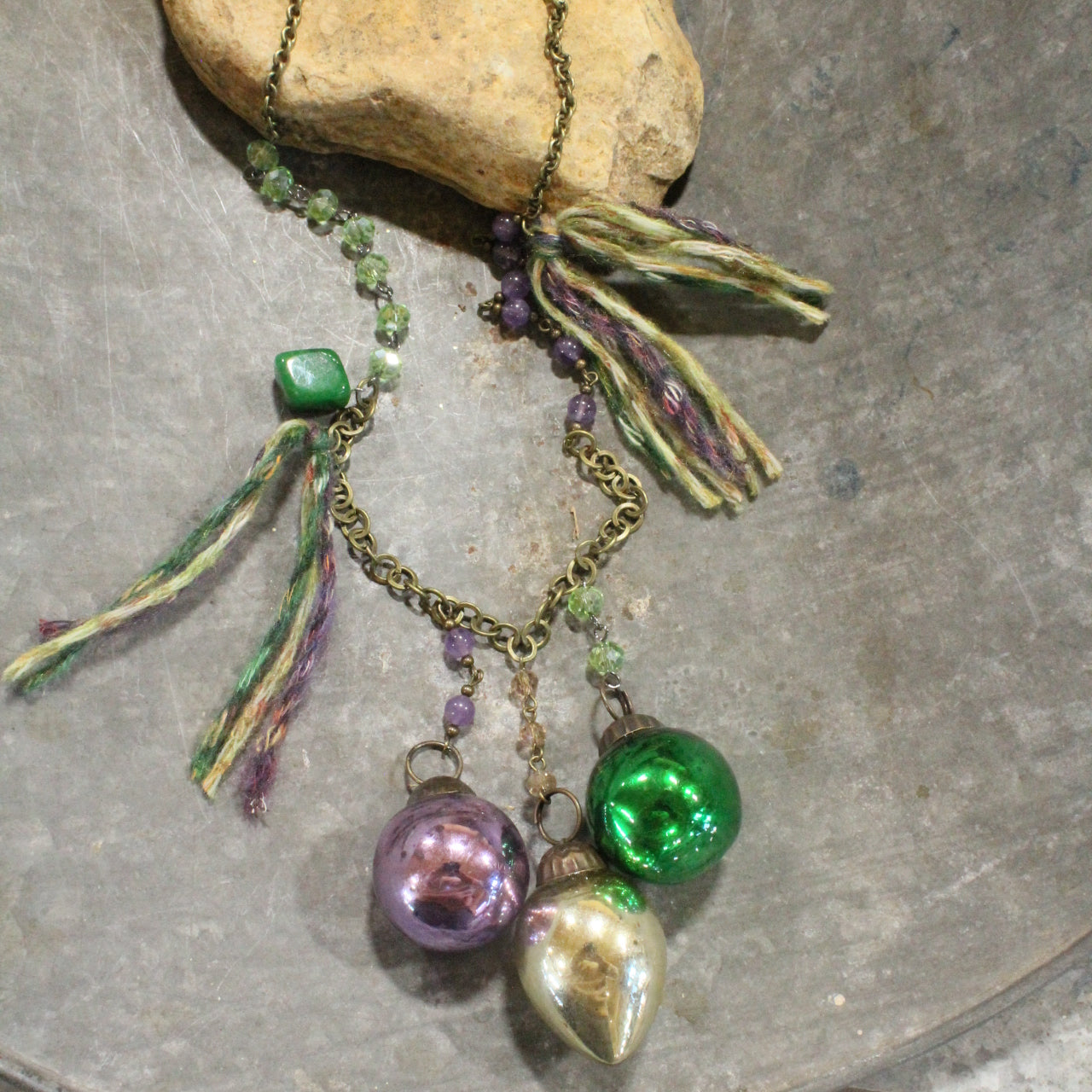 Retro Fun Mardi Gras Charmed Necklace