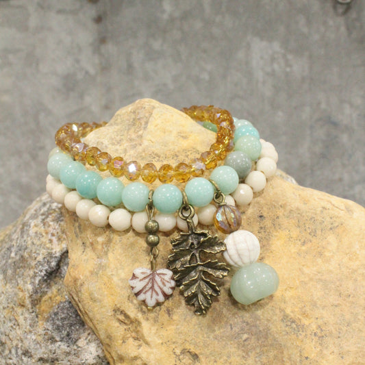 Stackable Pumpkin & Gourd Stretch Bracelet Set