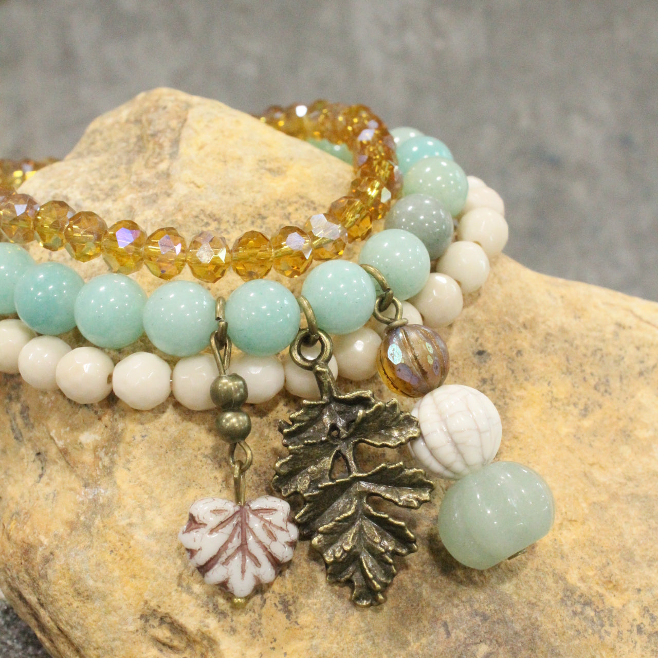 Stackable Pumpkin & Gourd Stretch Bracelet Set